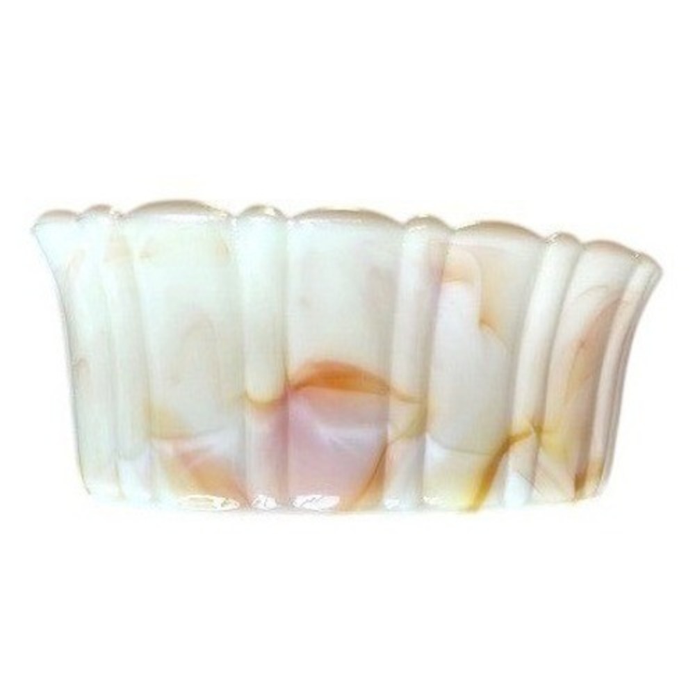 Vintage Akro Agate Marbled Glass Dish With Scalloped Rim. - Picture 5 of 9